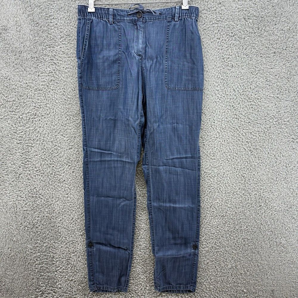 Lands End Jeans Womens 4 Blue‎ Denim Pull Up Elastic Waist Mid Rise Straight Leg